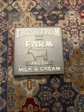 Hobby Lobby Silver "Fresh From The Farm" Milk & Cream Wall Sign